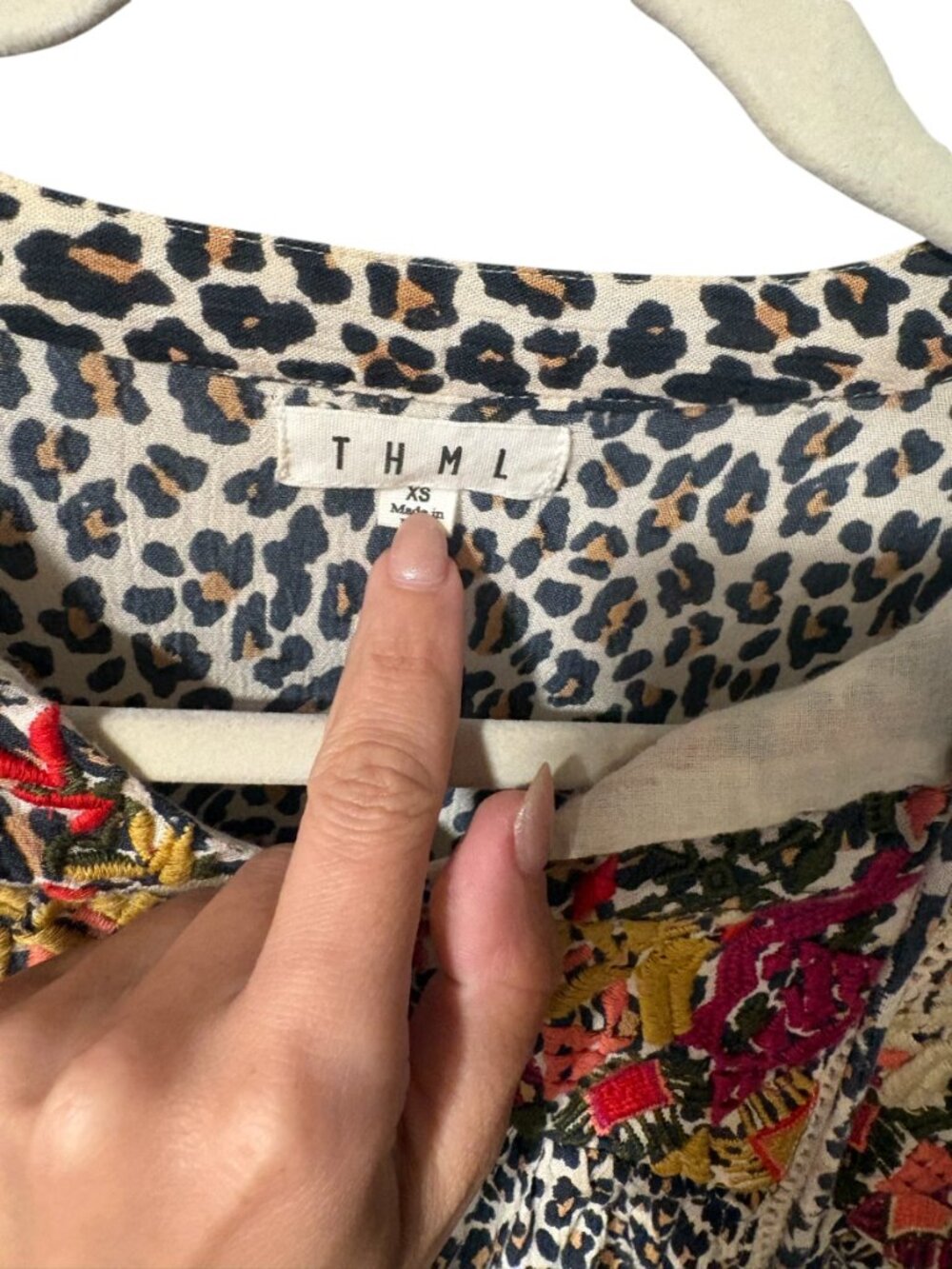 THML Embroidered Leopard Print Blouse - Picture 4 of 5